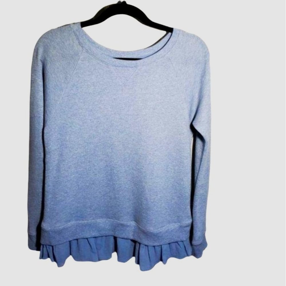 DKNY Womens Top Blue XS Blue Ruffle Hem Top New - Picture 1 of 5